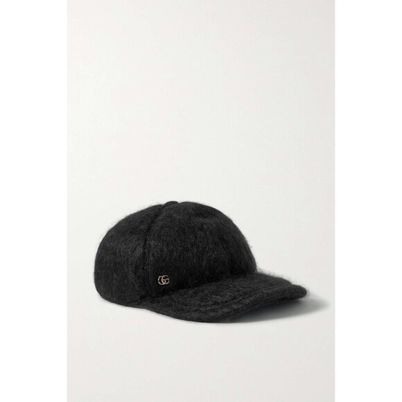 NWT GUCCI MOHAIR-BLEND BASEBALL CAP SZ S BLACK 100% Authentic - Picture 1 of 7
